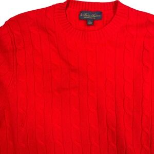 Brooks Brothers Sweater Mens Large Red Cable Knit English Lambswool Luxury